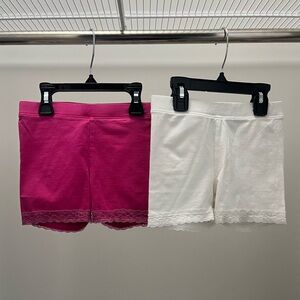 2 Pairs: Tucker + Tate Lace-Trim Cotton Shorts - Hot Pink & White